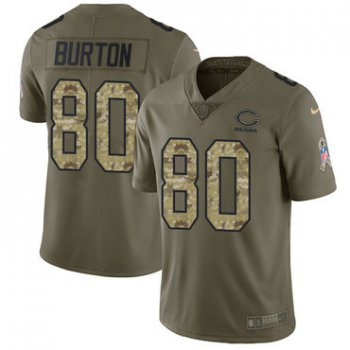 Nike Bears 80 Trey Burton Olive Camo Men's Stitched NFL Limited 2017 Salute To Service Jersey