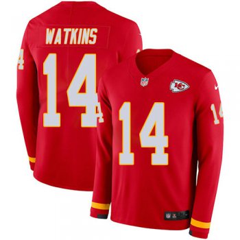 Nike Chiefs 14 Sammy Watkins Red Team Color Men's Stitched NFL Limited Therma Long Sleeve Jersey