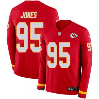 Nike Chiefs 95 Chris Jones Red Team Color Men's Stitched NFL Limited Therma Long Sleeve Jersey