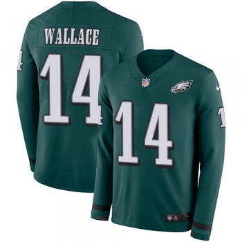 Nike Eagles 14 Mike Wallace Midnight Green Team Color Men's Stitched NFL Limited Therma Long Sleeve Jersey