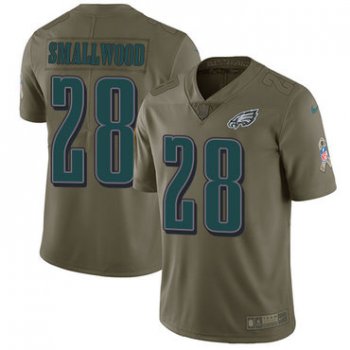 Nike Eagles 28 Wendell Smallwood Olive Men's Stitched NFL Limited 2017 Salute To Service Jersey