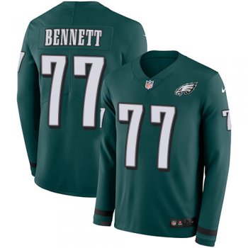 Nike Eagles 77 Michael Bennett Midnight Green Team Color Men's Stitched NFL Limited Therma Long Sleeve Jersey