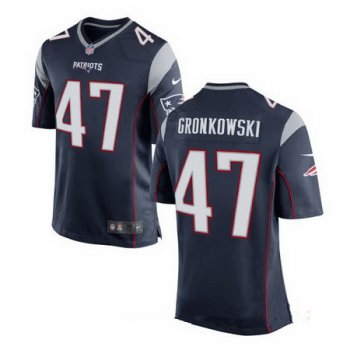 Men's New England Patriots #47 Glenn Gronkowski Navy Blue Team Color Stitched NFL Nike Elite Jersey