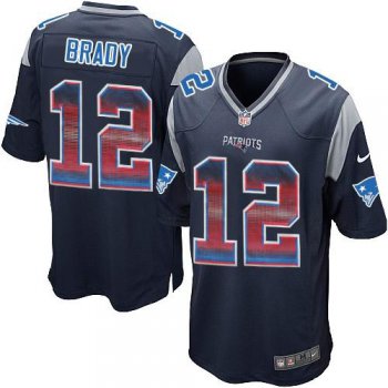 Nike Patriots #12 Tom Brady Navy Blue Team Color Men's Stitched NFL Limited Strobe Jersey