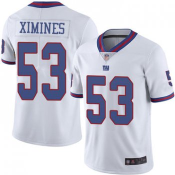 Giants #53 Oshane Ximines White Men's Stitched Football Limited Rush Jersey