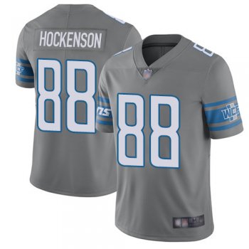Lions #88 T.J. Hockenson Gray Men's Stitched Football Limited Rush Jersey