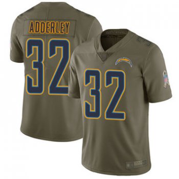 Chargers #32 Nasir Adderley Olive Men's Stitched Football Limited 2017 Salute To Service Jersey