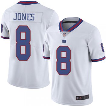 Giants #8 Daniel Jones White Men's Stitched Football Limited Rush Jersey