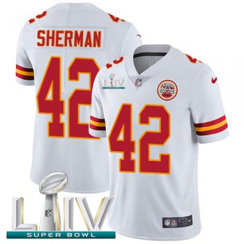 Nike Chiefs #42 Anthony Sherman White Super Bowl LIV 2020 Youth Stitched NFL Vapor Untouchable Limited Jersey