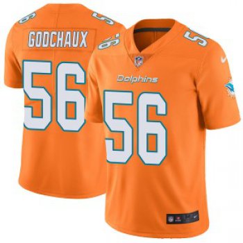 Nike Miami Dolphins #56 Davon Godchaux Men's Limited Orange Color Rush Jersey