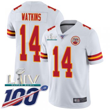 Nike Chiefs #14 Sammy Watkins White Super Bowl LIV 2020 Youth Stitched NFL 100th Season Vapor Untouchable Limited Jersey