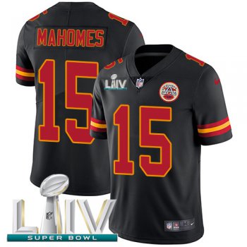 Nike Chiefs #15 Patrick Mahomes Black Super Bowl LIV 2020 Youth Stitched NFL Limited Rush Jersey