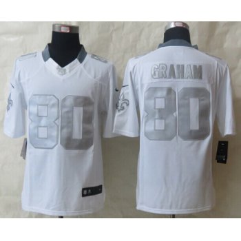 Nike New Orleans Saints #80 Jimmy Graham Platinum White Limited Jersey