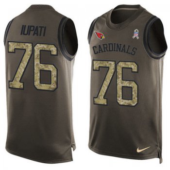 Men's Arizona Cardinals #76 Mike Iupati Green Salute to Service Hot Pressing Player Name & Number Nike NFL Tank Top Jersey