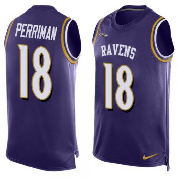 Men's Baltimore Ravens #18 Breshad Perriman Purple Hot Pressing Player Name & Number Nike NFL Tank Top Jersey