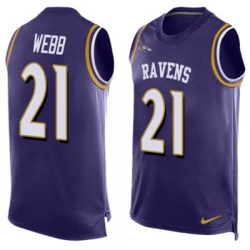 Men's Baltimore Ravens #21 Lardarius Webb Purple Hot Pressing Player Name & Number Nike NFL Tank Top Jersey