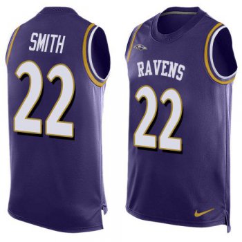 Men's Baltimore Ravens #22 Jimmy Smith Purple Hot Pressing Player Name & Number Nike NFL Tank Top Jersey