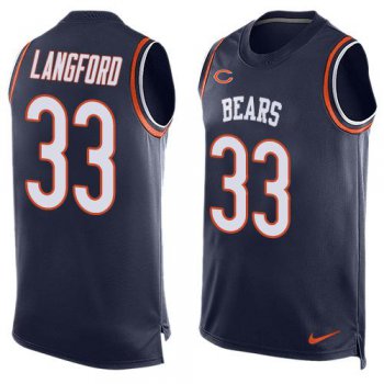 Men's Chicago Bears #33 Jeremy Langford Navy Blue Hot Pressing Player Name & Number Nike NFL Tank Top Jersey