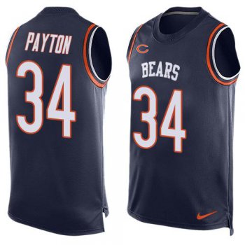 Men's Chicago Bears #34 Walter Payton Navy Blue Hot Pressing Player Name & Number Nike NFL Tank Top Jersey