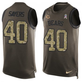 Men's Chicago Bears #40 Gale Sayers Green Salute to Service Hot Pressing Player Name & Number Nike NFL Tank Top Jersey