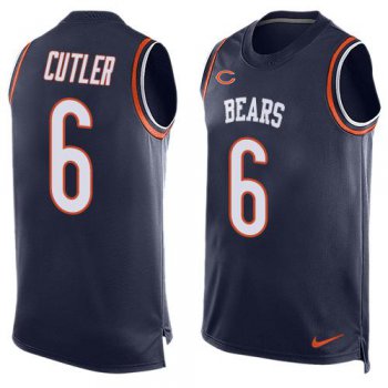 Men's Chicago Bears #6 Jay Cutler Navy Blue Hot Pressing Player Name & Number Nike NFL Tank Top Jersey