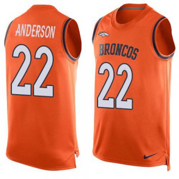 Men's Denver Broncos #22 C.J. Anderson Orange Hot Pressing Player Name & Number Nike NFL Tank Top Jersey