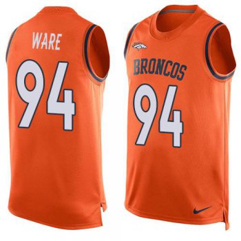 Men's Denver Broncos #94 DeMarcus Ware Orange Hot Pressing Player Name & Number Nike NFL Tank Top Jersey