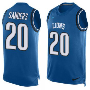 Men's Detroit Lions #20 Barry Sanders Light Blue Hot Pressing Player Name & Number Nike NFL Tank Top Jersey