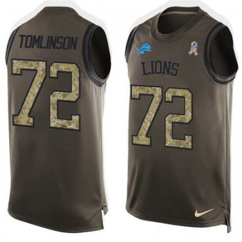 Men's Detroit Lions #72 Laken Tomlinson Green Salute to Service Hot Pressing Player Name & Number Nike NFL Tank Top Jersey