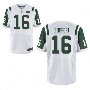 Men's New York Jets Resolute Support #16 Resolute White Road Stitched NFL Nike Elite Jersey