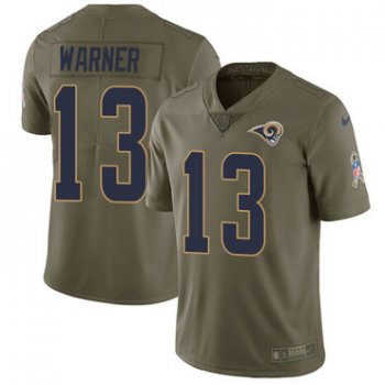 Nike Los Angeles Rams #13 Kurt Warner Olive Men's Stitched NFL Limited 2017 Salute to Service Jersey