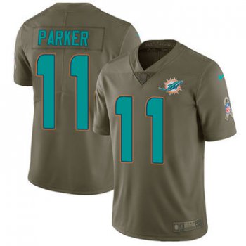 Nike Miami Dolphins #11 DeVante Parker Olive Men's Stitched NFL Limited 2017 Salute to Service Jersey