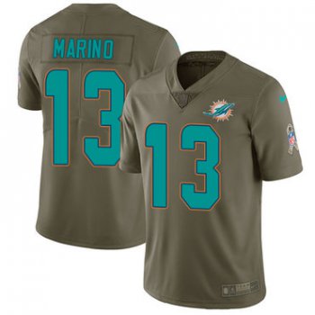 Nike Miami Dolphins #13 Dan Marino Olive Men's Stitched NFL Limited 2017 Salute to Service Jersey