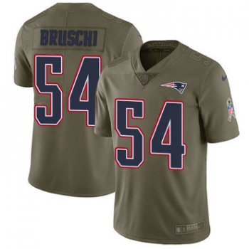 Nike New England Patriots #54 Tedy Bruschi Olive Men's Stitched NFL Limited 2017 Salute To Service Jersey