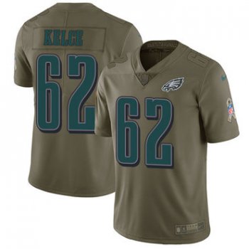 Nike Philadelphia Eagles #62 Jason Kelce Olive Men's Stitched NFL Limited 2017 Salute To Service Jersey