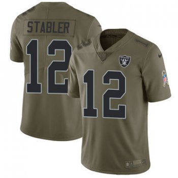 Nike Oakland Raiders #12 Kenny Stabler Olive Men's Stitched NFL Limited 2017 Salute To Service Jersey