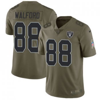 Nike Oakland Raiders #88 Clive Walford Olive Men's Stitched NFL Limited 2017 Salute To Service Jersey