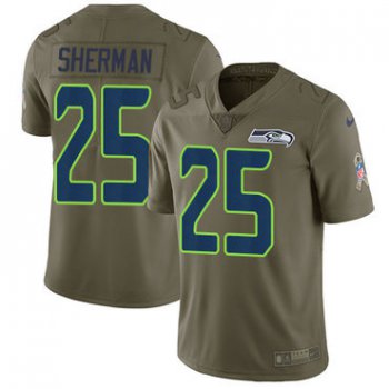 Nike Seattle Seahawks #25 Richard Sherman Olive Men's Stitched NFL Limited 2017 Salute to Service Jersey