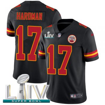 Nike Chiefs #17 Mecole Hardman Black Super Bowl LIV 2020 Youth Stitched NFL Limited Rush Jersey