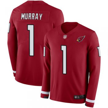 Cardinals #1 Kyler Murray Red Team Color Men's Stitched Football Limited Therma Long Sleeve Jersey