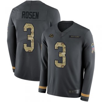 Dolphins #3 Josh Rosen Anthracite Salute to Service Men's Stitched Football Limited Therma Long Sleeve Jersey