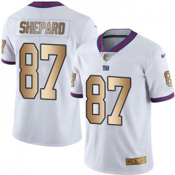 Nike Giants #87 Sterling Shepard White Men's Stitched NFL Limited Gold Rush Jersey
