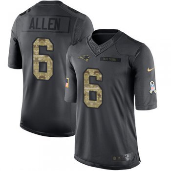 Men's New England Patriots #6 Ryan Allen Black Anthracite 2016 Salute To Service Stitched NFL Nike Limited Jersey