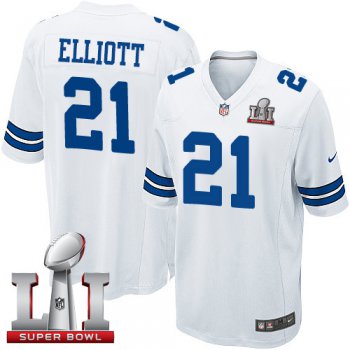 Nike Cowboys #21 Ezekiel Elliott White Stitched NFL Super Bowl LI 51 Elite Jersey
