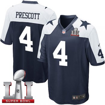 Nike Cowboys #4 Dak Prescott Navy Blue Thanksgiving Throwback Stitched NFL Super Bowl LI 51 Elite Jersey