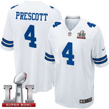 Nike Cowboys #4 Dak Prescott White Stitched NFL Super Bowl LI 51 Elite Jersey