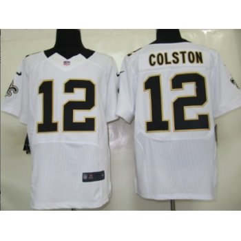 Nike New Orleans Saints #12 Marques Colston White Elite Jersey