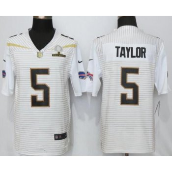 Men's Buffalo Bills #5 Tyrod Taylor White 2016 Pro Bowl Stitched NFL Nike Elite Jersey