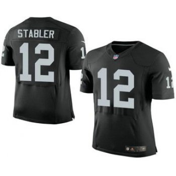 Men's Oakland Raiders #12 Kenny Stabler Black Team Color NFL Nike Elite Jersey