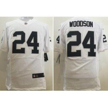 Men's Oakland Raiders #24 Charles Woodson New White Road Stitched NFL Nike Elite Jersey